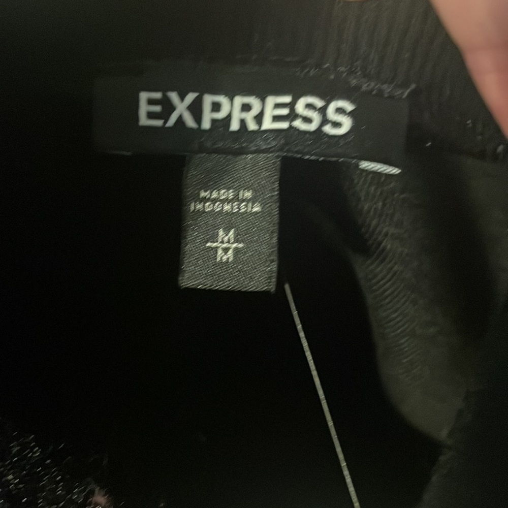 NWT Express Metallic Black/Gold Shimmer crew neck sweatershirt - Picture 8 of 11